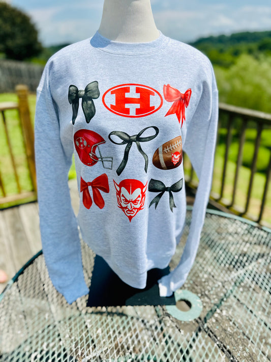 Halls Football Bow Sweatshirt