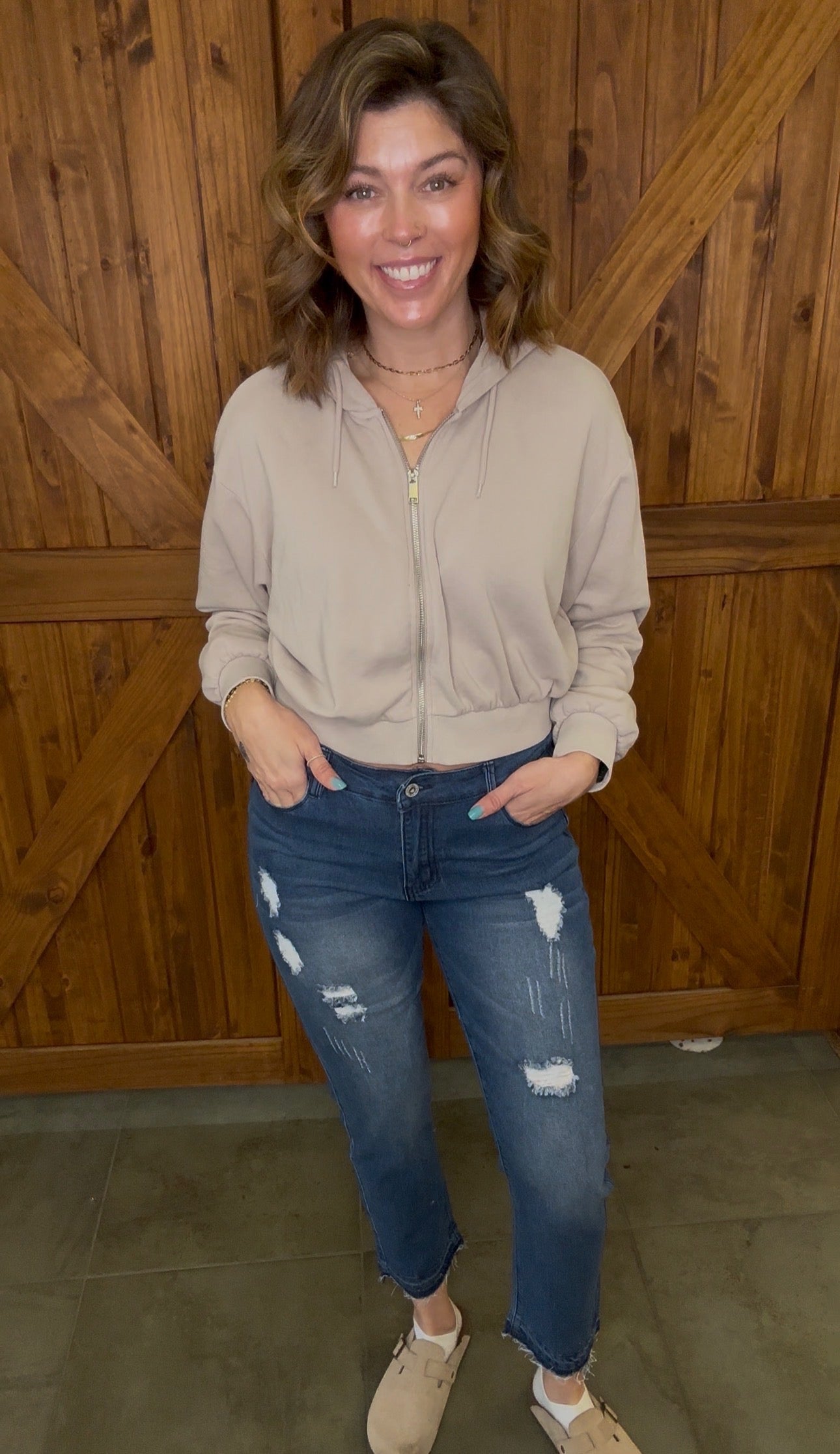 Umgee Denim 5 Pocket Skinny Jeans Distressed