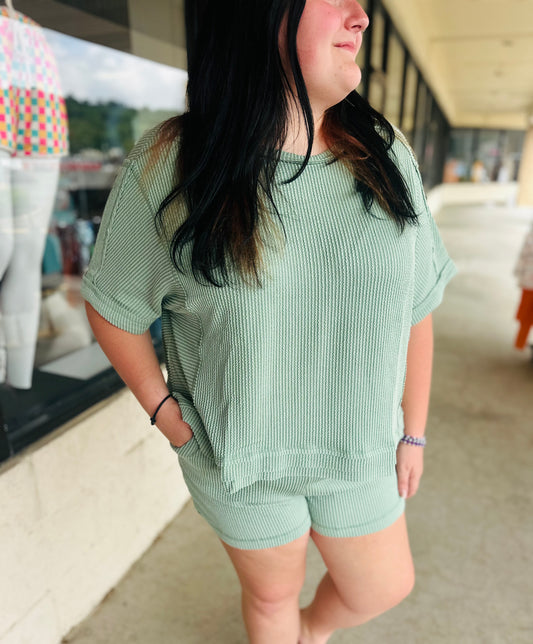 Sage Ribbed Comfy Set