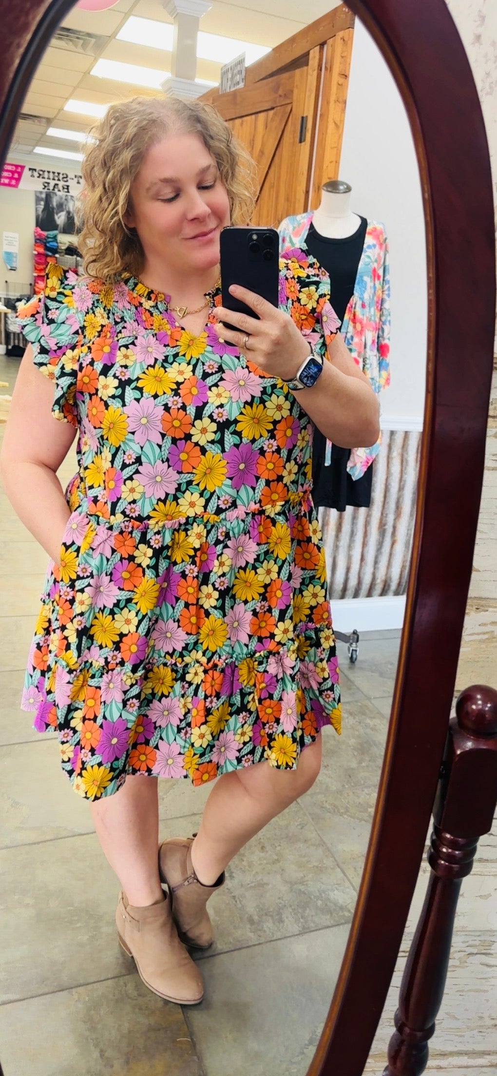 Spring into Flowers Black Mix Dress