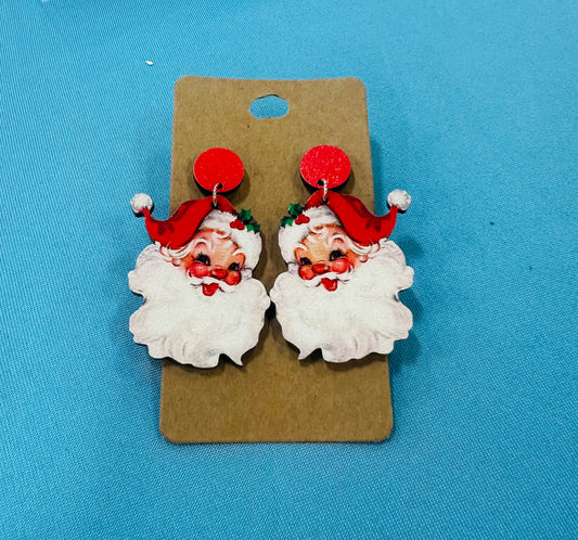 Santa Wooden Earring Studs