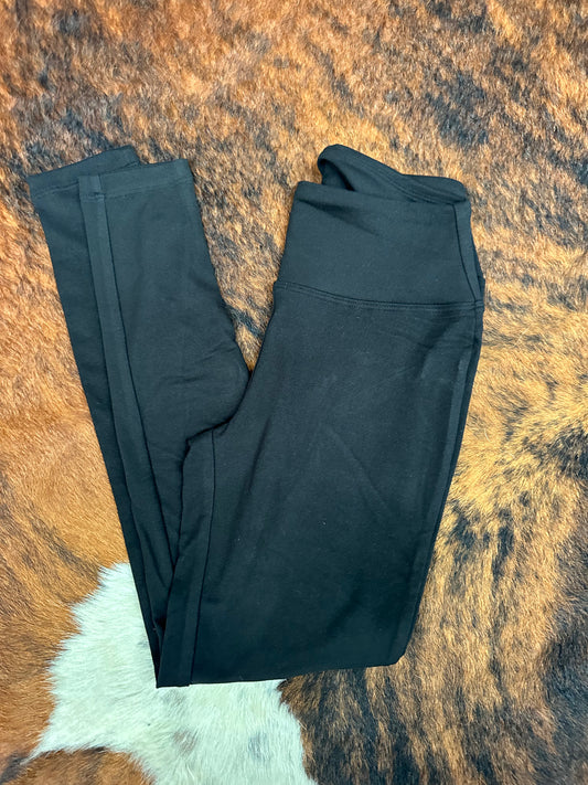 Black Microfiber Leggings wide waistband
