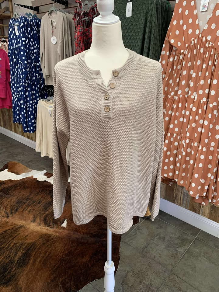 Kelsey textured Stone Sweater