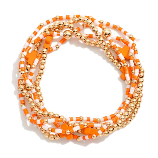 Set of 5 Orange Mix Bracelets