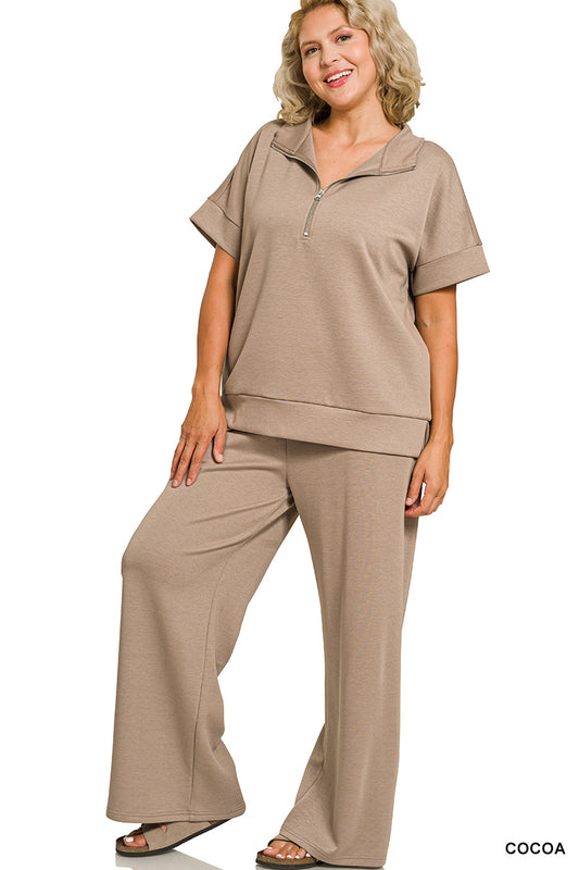 Plus Size Cocoa Scuba Lounge Set