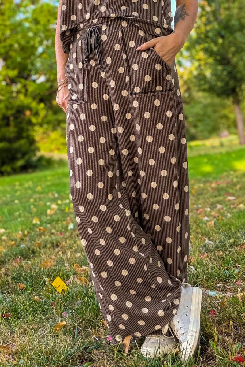 Mocha Dot Ribbed Pants