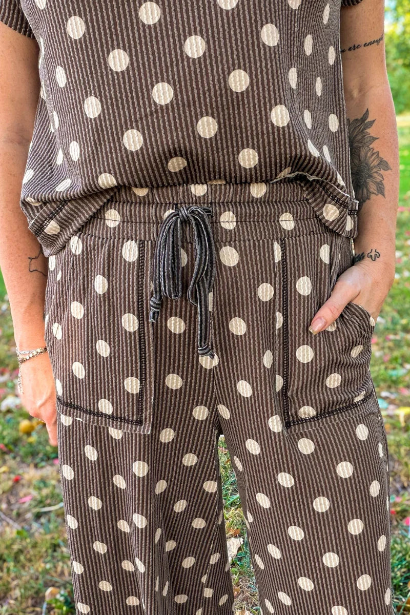 Mocha Dot Ribbed Pants
