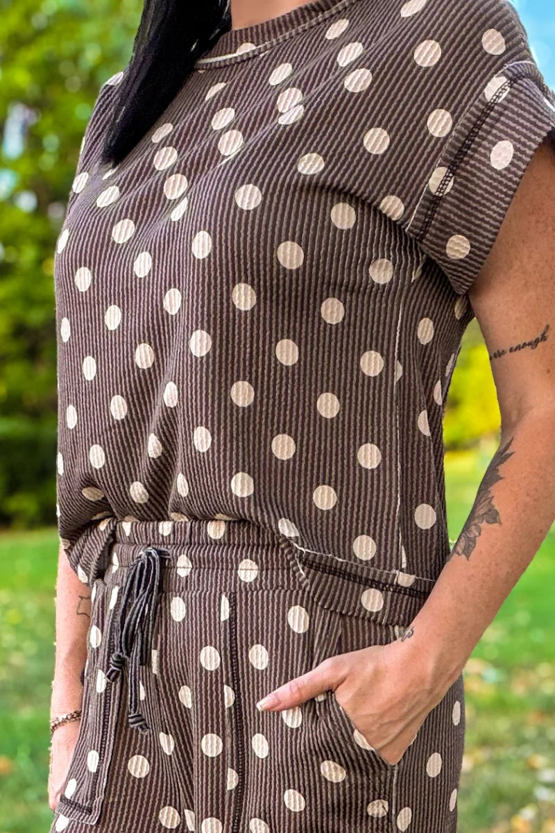 Mocha Dot Ribbed Top