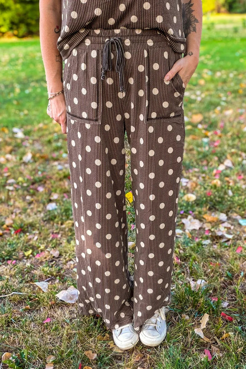 Mocha Dot Ribbed Pants