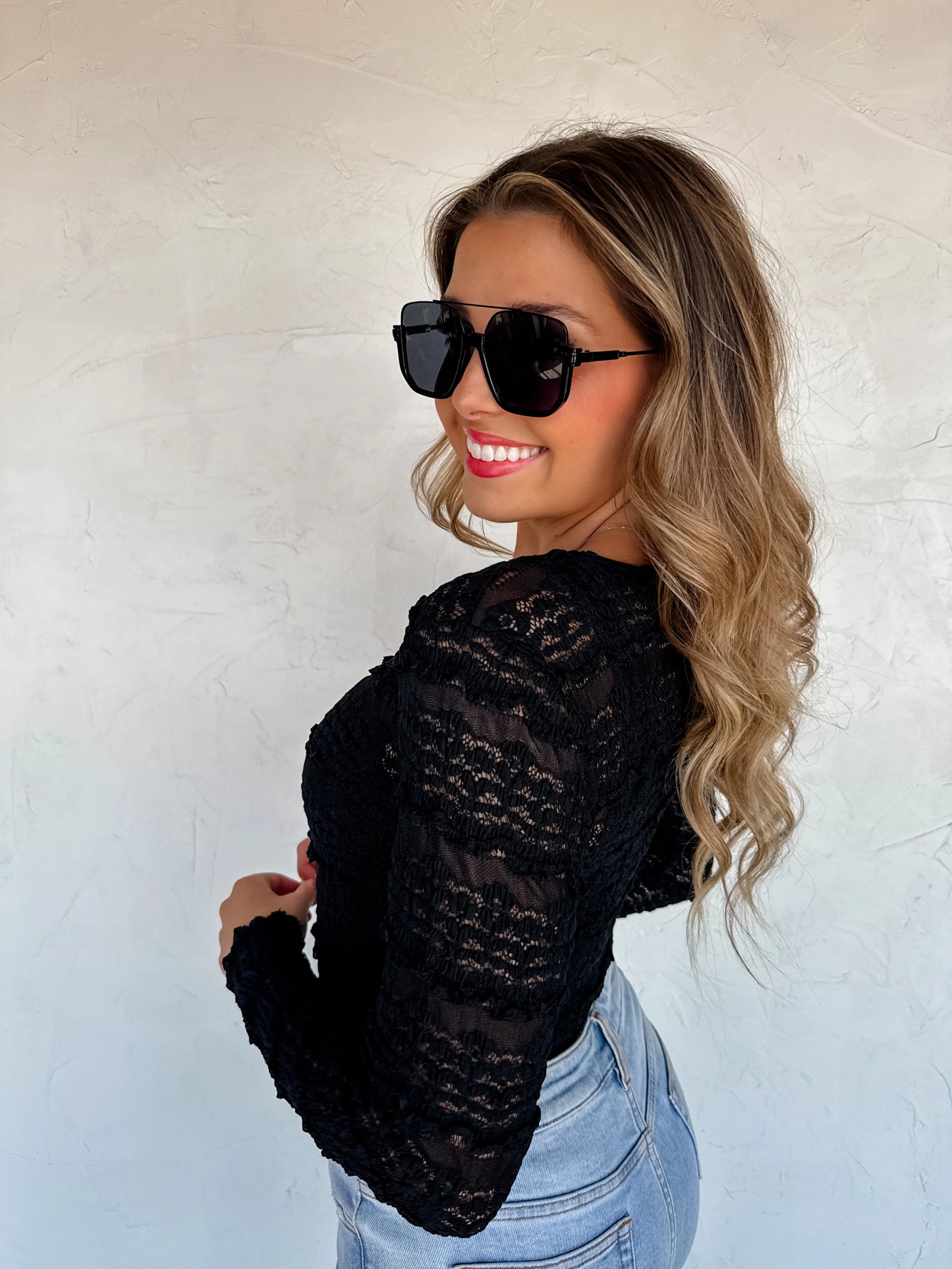 Black Lace Rosalie Top