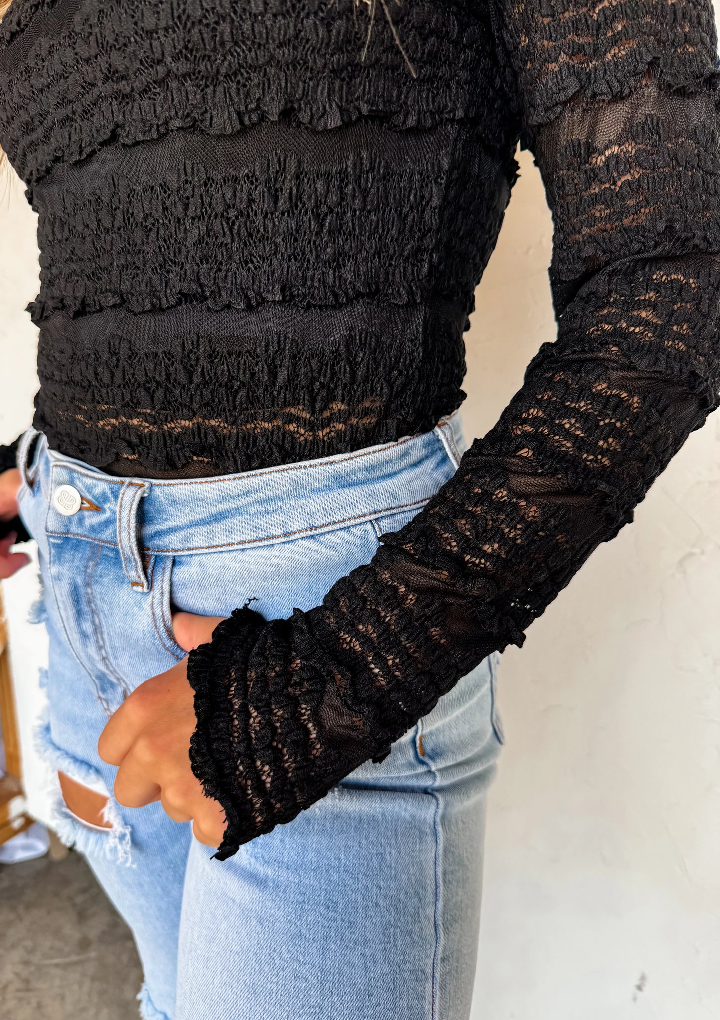 Black Lace Rosalie Top