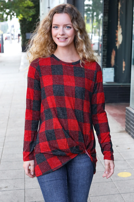 Red & Black Casey Twist Top