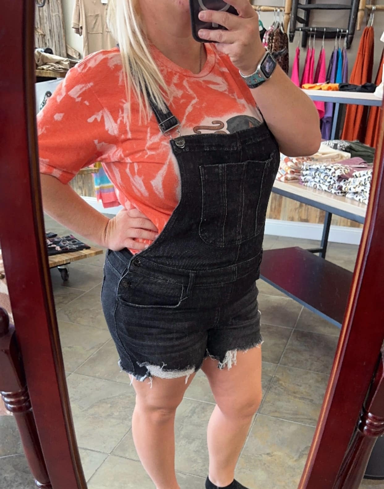 Risen Acid Wash Short Overalls Small