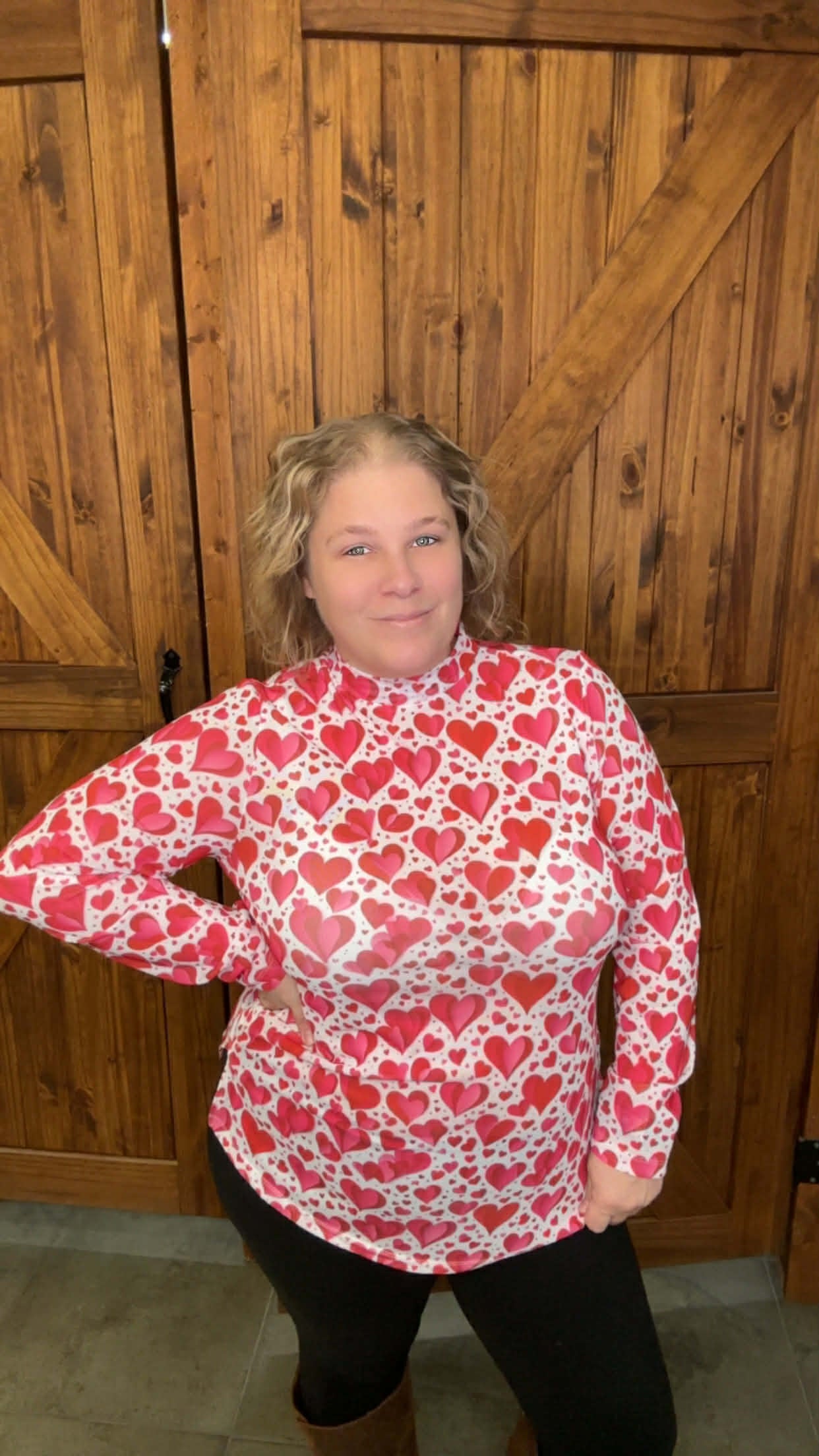 Pink Hearts Valentine's Mesh Top