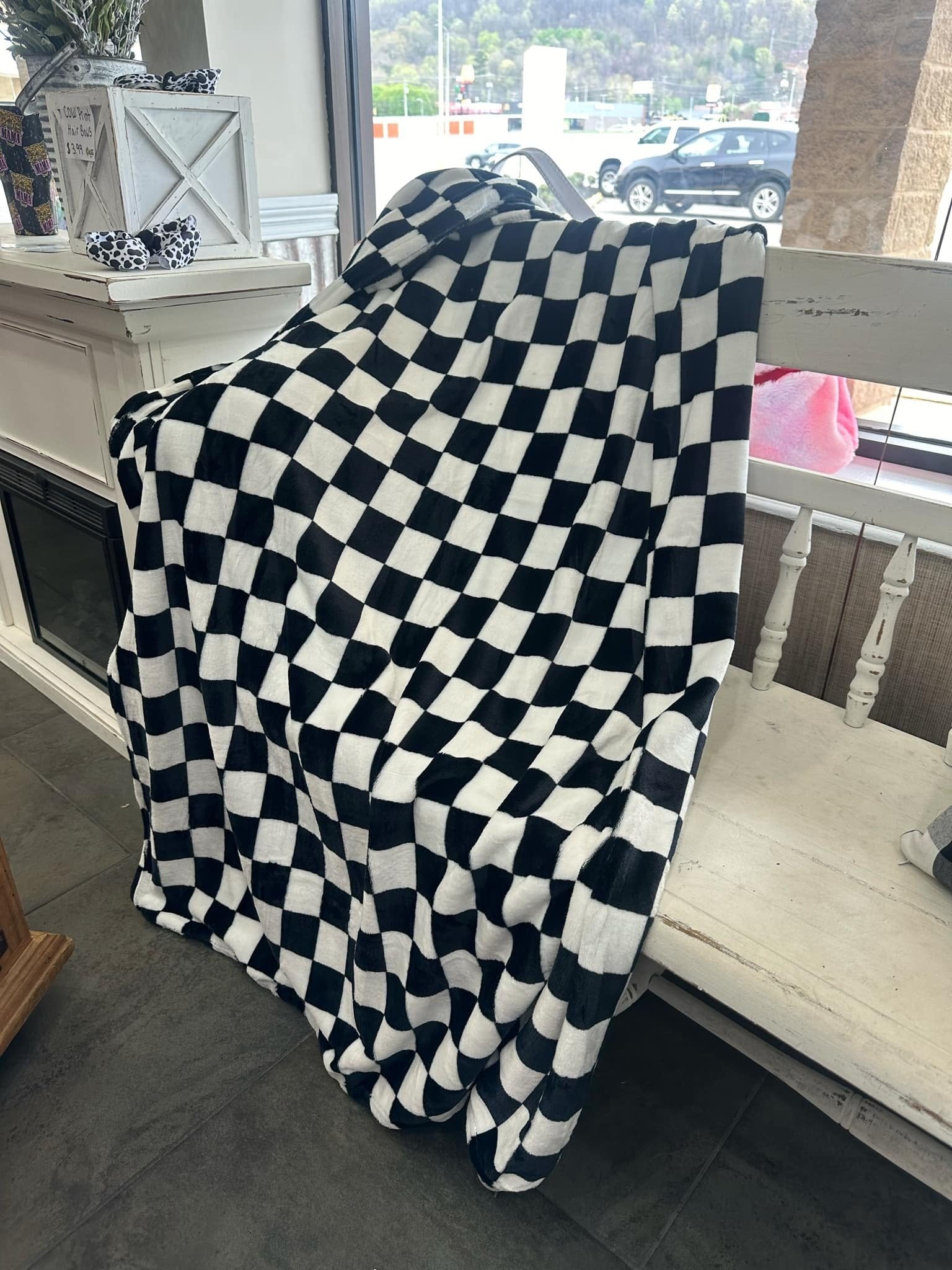 Round the Track Checkered Blanket