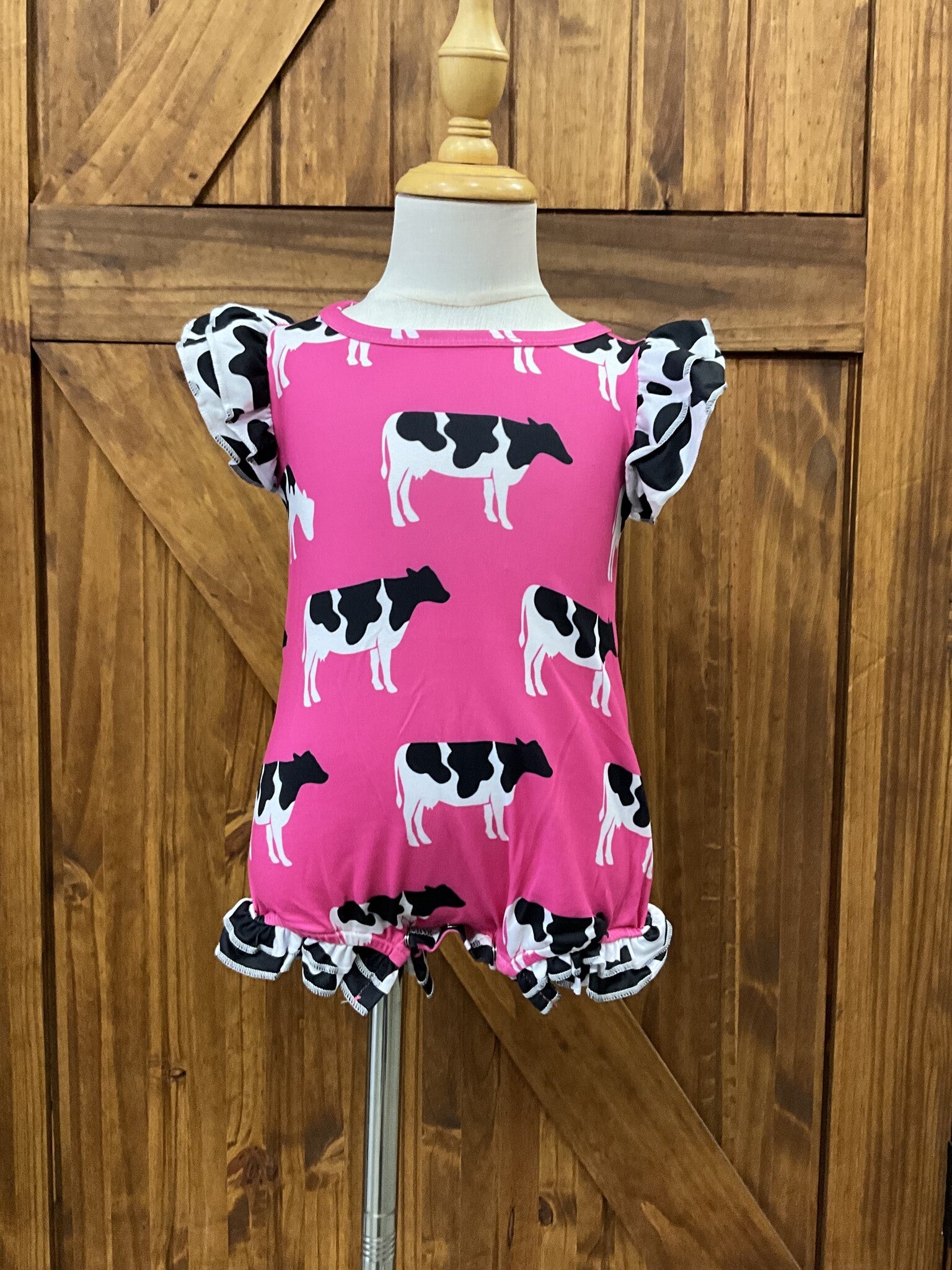 Hot Pink Cow Romper