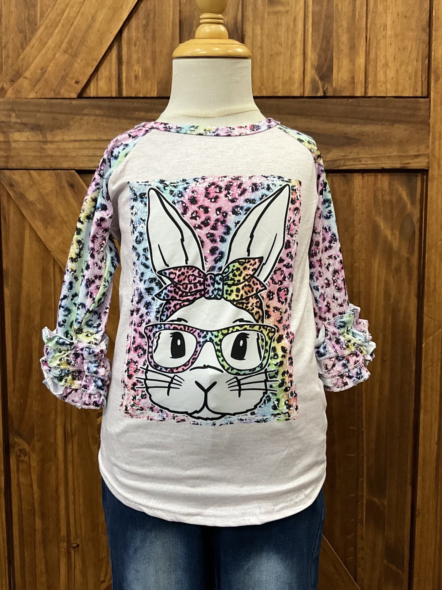 Rainbow Leo Bunny Raglan 2T