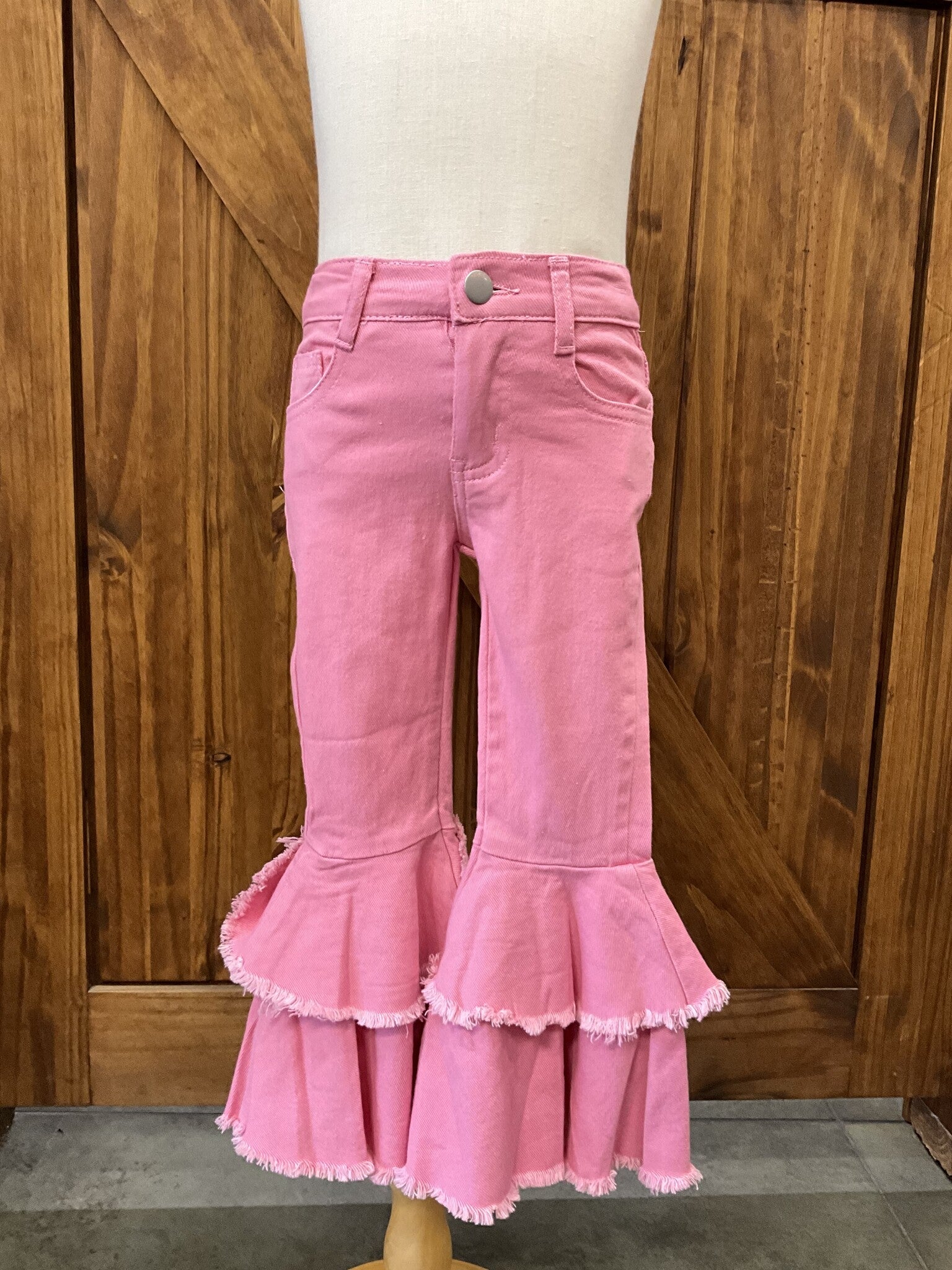Kids Pink Denim Flares