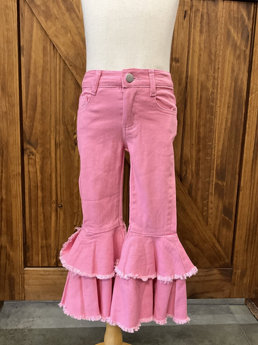 Kids Pink Denim Flares