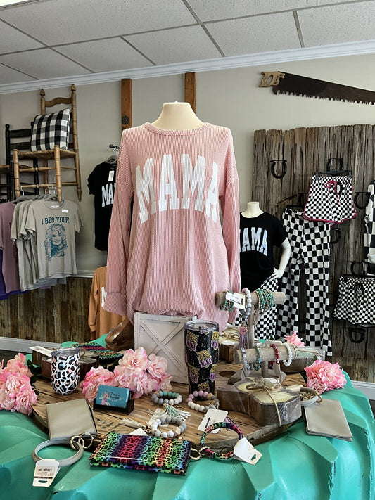 Mama Ribbed LS Top Rose