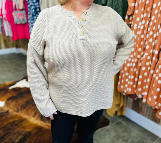 Kelsey textured Stone Sweater