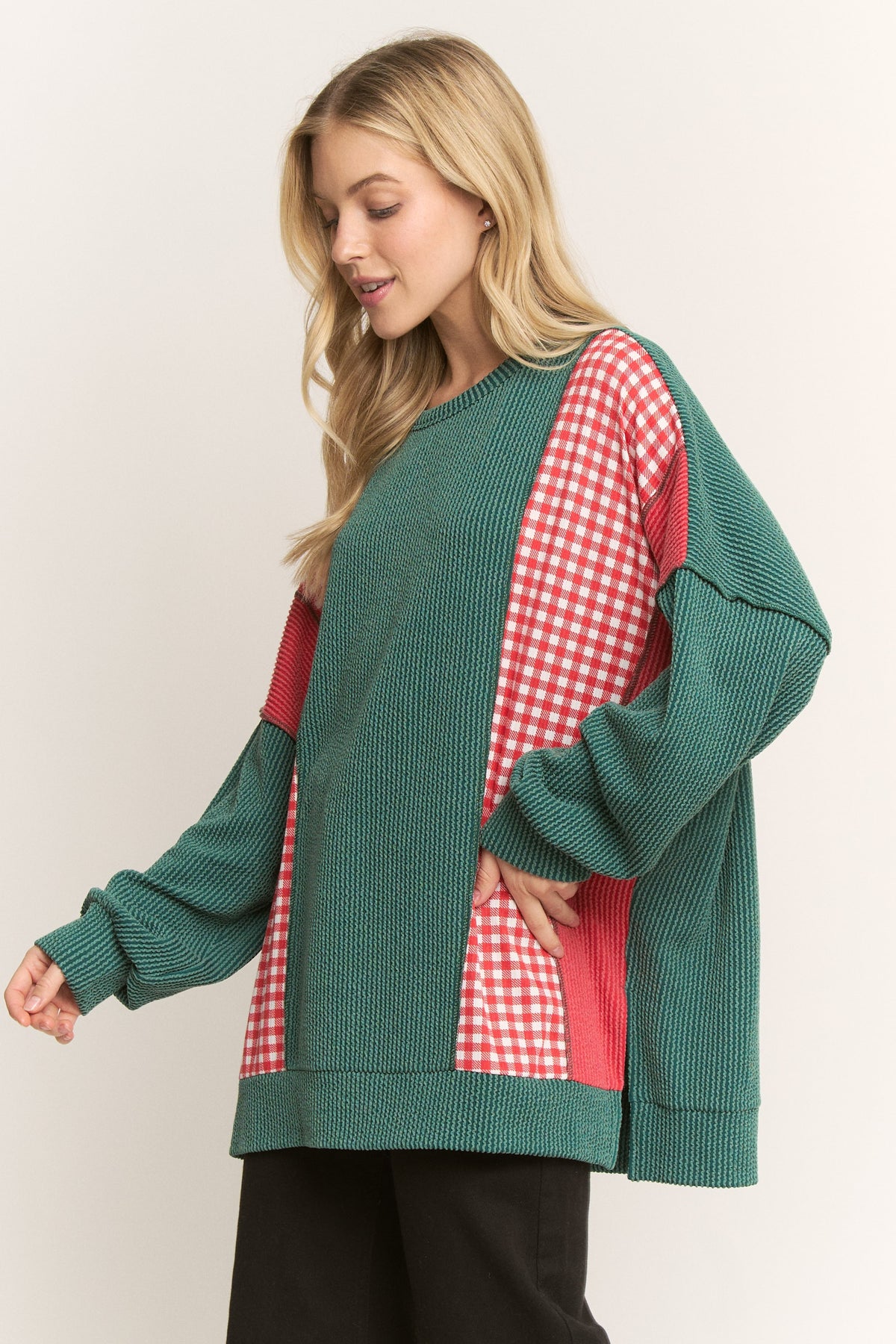 Hunter Green Plaid Oversized Top