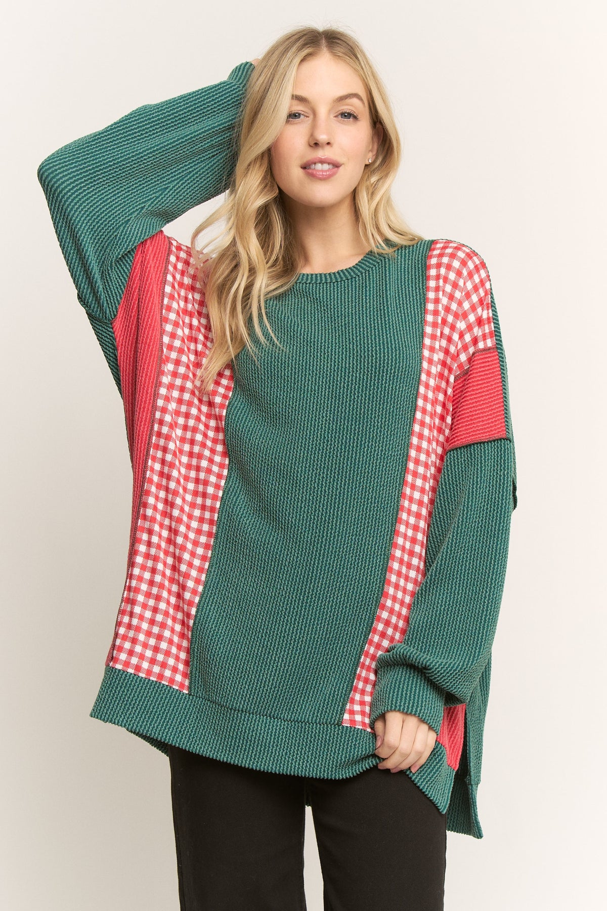 Hunter Green Plaid Oversized Top