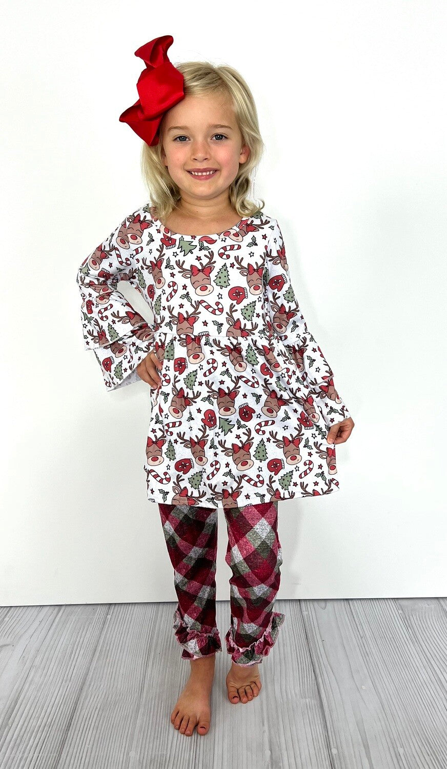 Reindeer Plaid Girls Set 4T