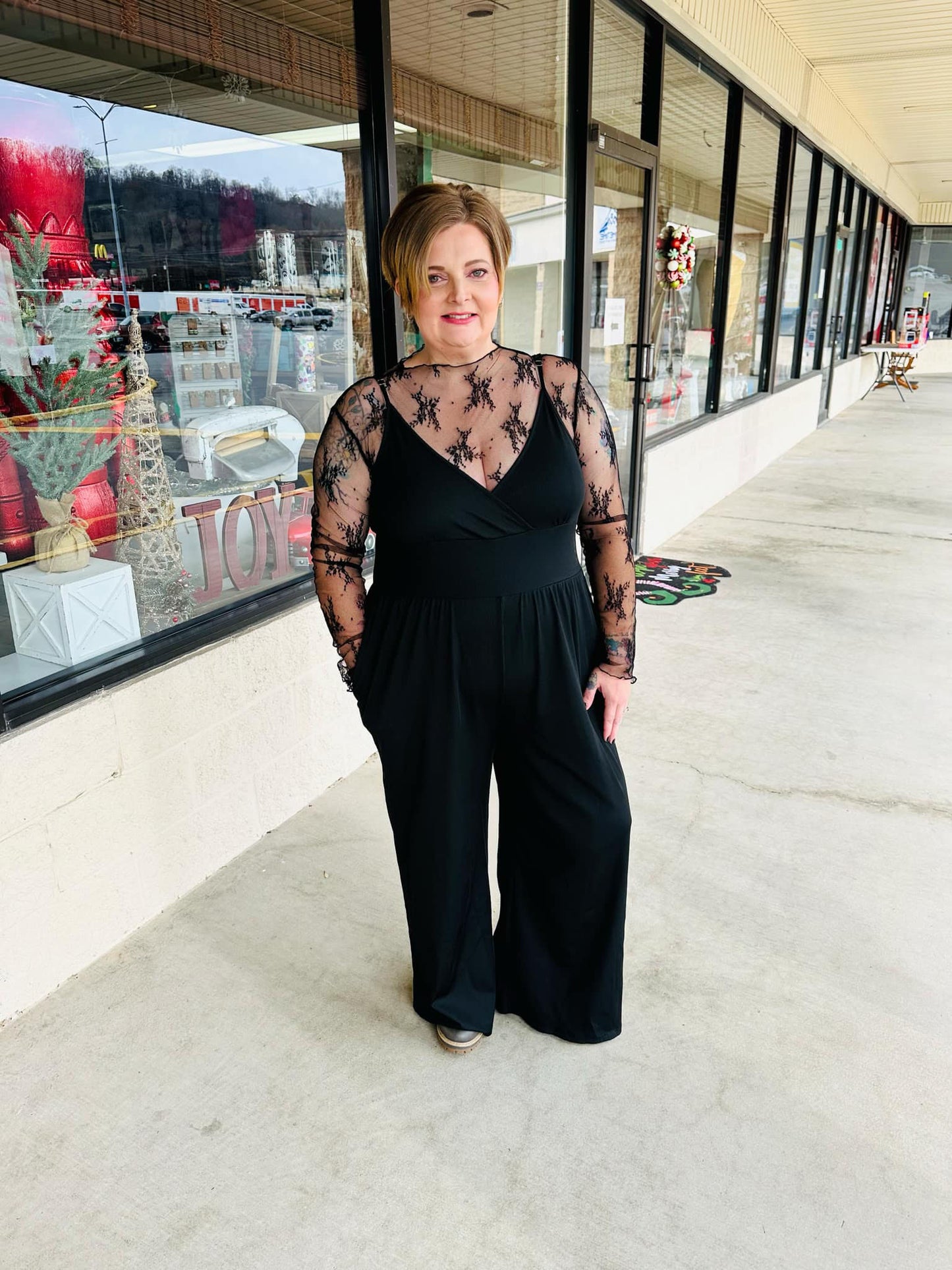 Black 2 Piece Lace Top Romper