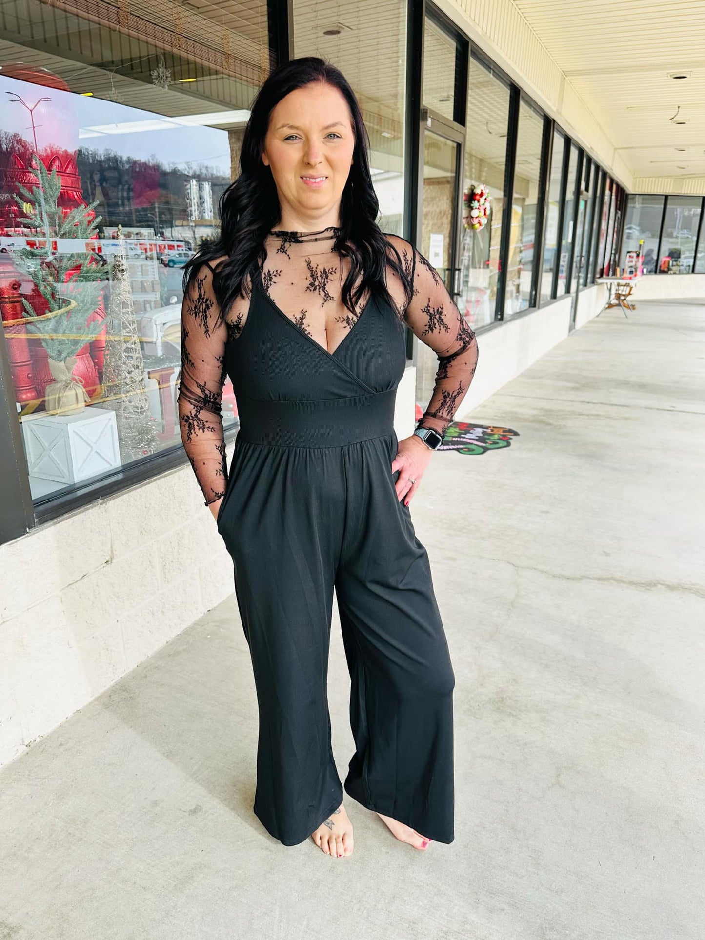 Black 2 Piece Lace Top Romper