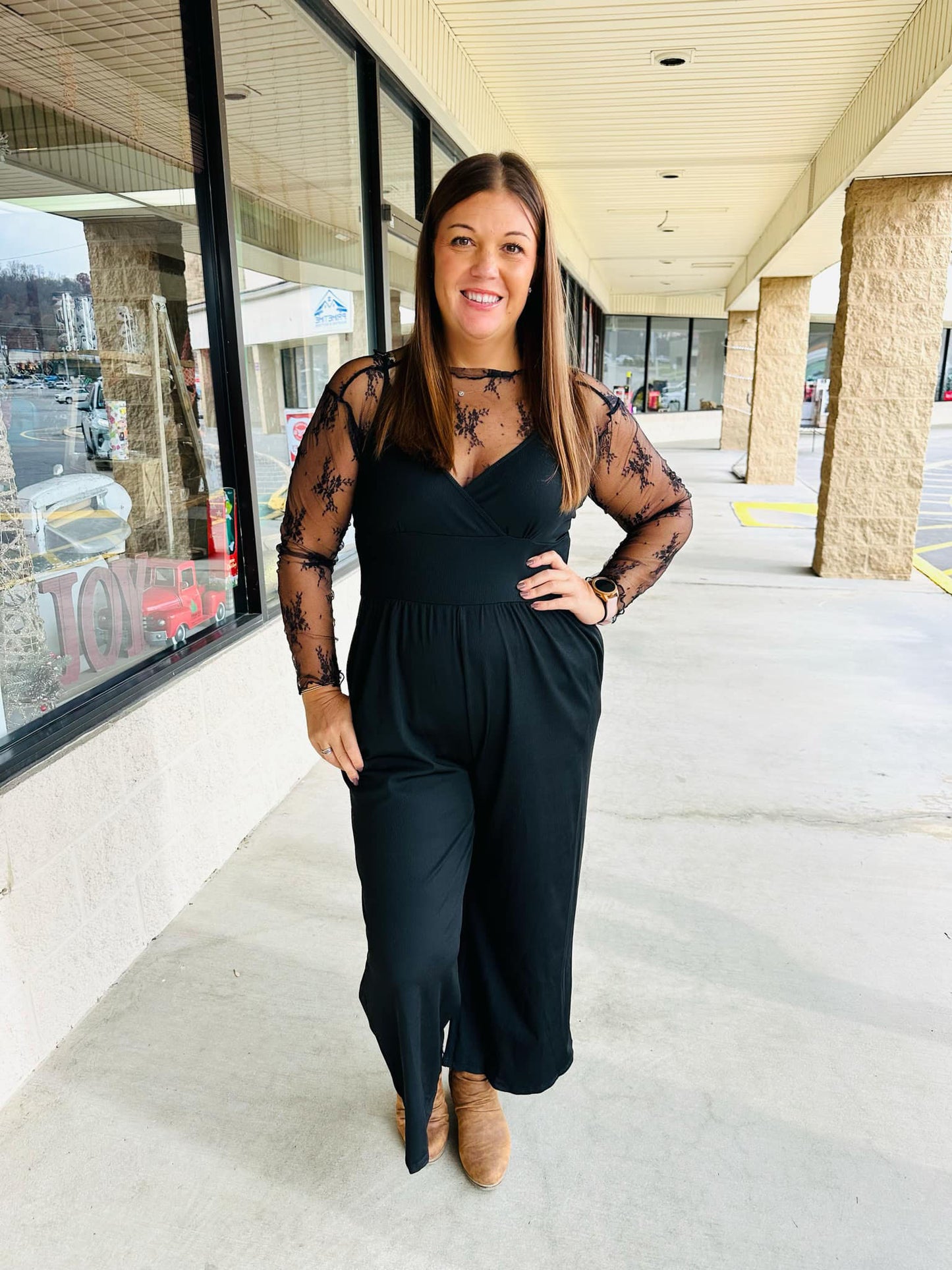 Black 2 Piece Lace Top Romper