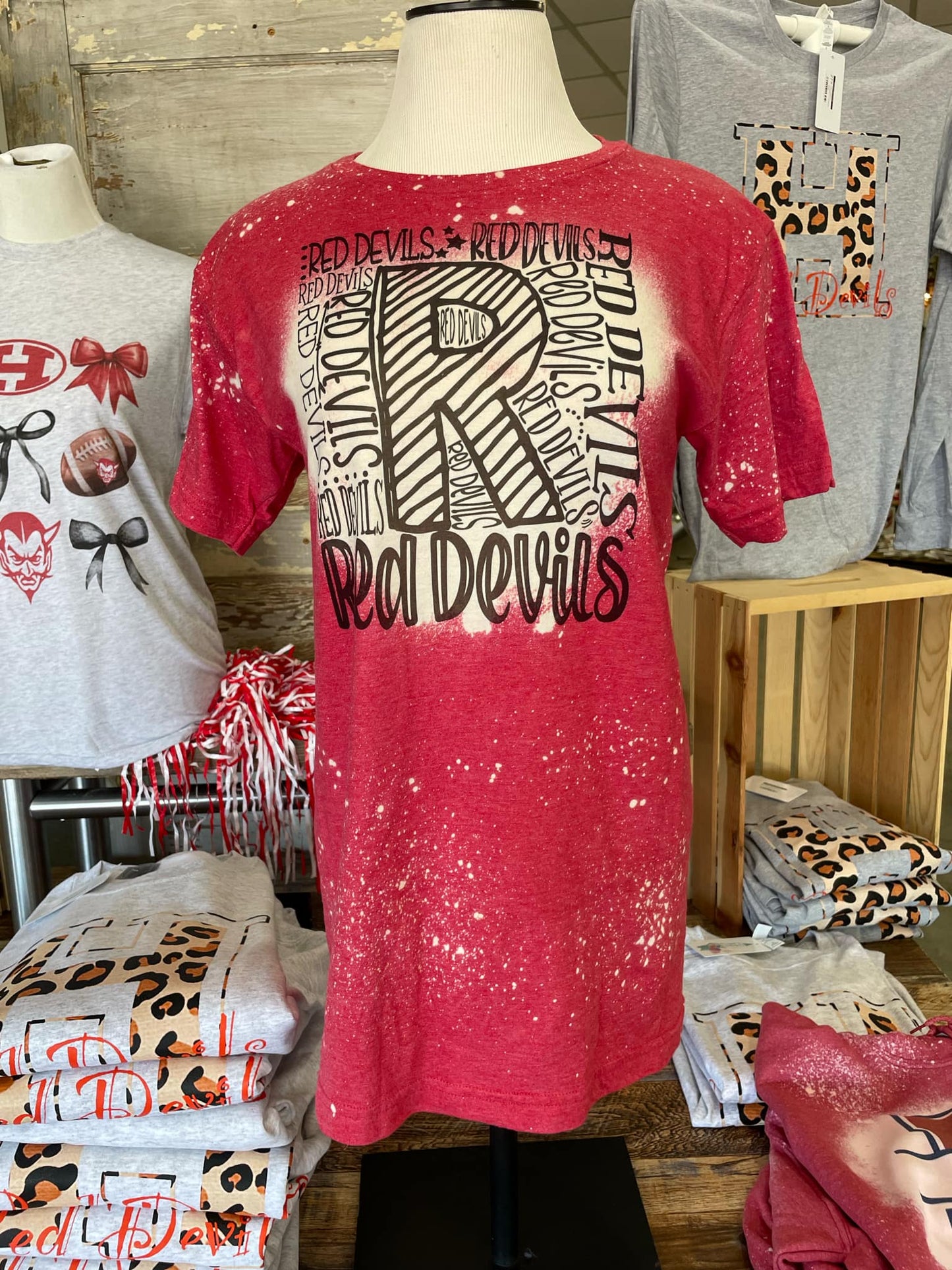 Red Bleached Red Devils Collage Tee